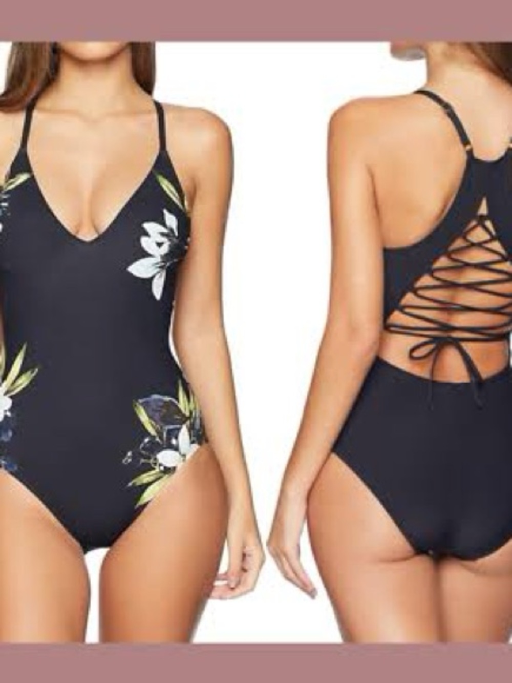 NWT La Blanca Dirty Martini Black Floral One-Piece Swimsuit - Picture 2 of 7